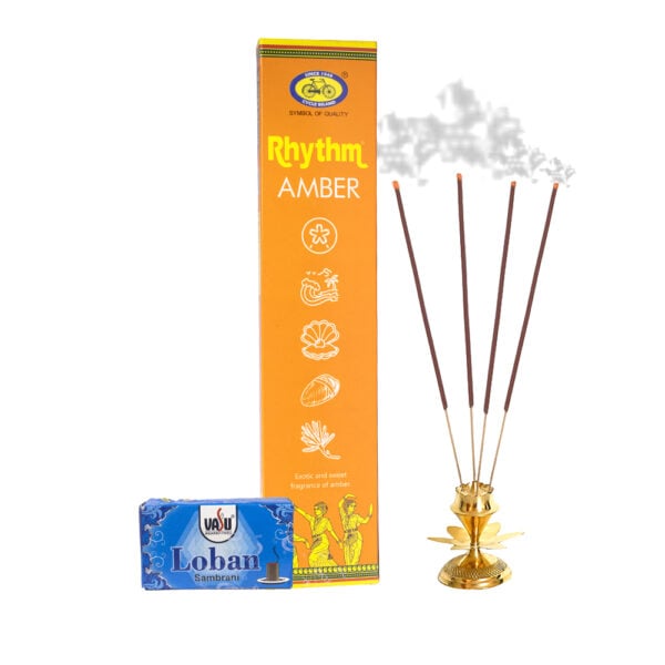 Cycle Rhythm Amber With Free Loban Sambrani - 69 gm Pooja Agarbattis - Incense Stick