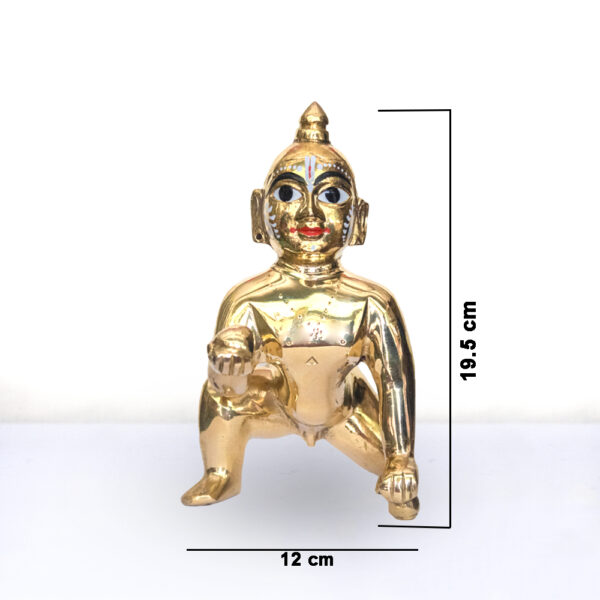 Laddoo Gopal - 8 No. / 7.8" Brass Laddu Gopal Murti - Laddu Gopal Pure Pital Brass Laddoo Gopal To worship - Image 2