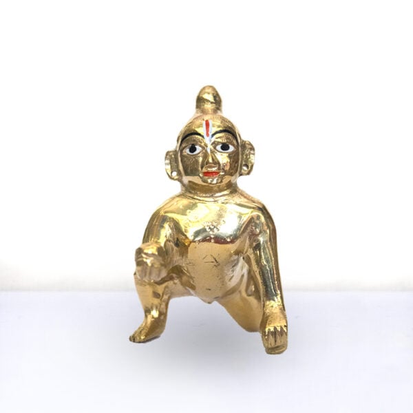 Laddoo Gopal - 5 No. / 4.5" Brass Laddu Gopal Murti - Laddu Gopal Pure Pital Brass Laddoo Gopal To worship