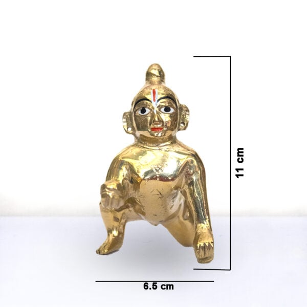 Laddoo Gopal - 5 No. / 4.5" Brass Laddu Gopal Murti - Laddu Gopal Pure Pital Brass Laddoo Gopal To worship - Image 3