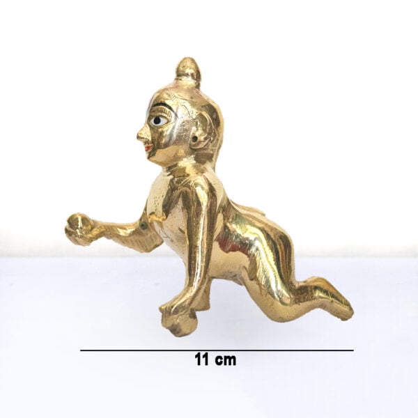 Laddoo Gopal - 5 No. / 4.5" Brass Laddu Gopal Murti - Laddu Gopal Pure Pital Brass Laddoo Gopal To worship - Image 2