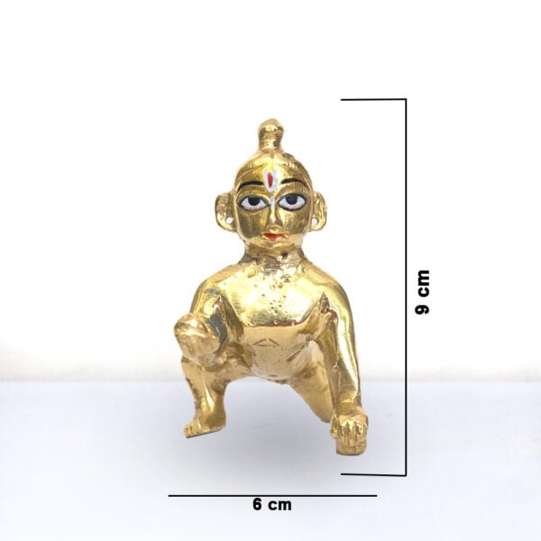 Laddoo Gopal - 4 No. / 4" Brass Laddu Gopal Murti - Laddu Gopal Pure Pital Brass Laddoo Gopal To worship - Image 3