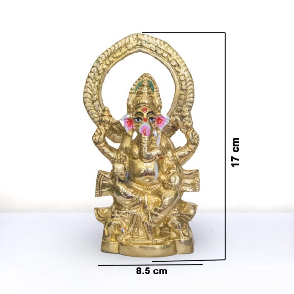 Ganpati Bappa - 7" Bras Ganesh Murti - Pure Pital Brass Ganpati Bappa - Image 2