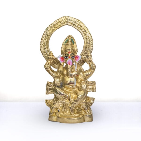 Ganpati Bappa - 7" Bras Ganesh Murti - Pure Pital Brass Ganpati Bappa