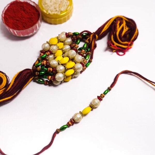 Trditional bracelet Rakhi - Multi Colour Bids - Premium Quality - Set Of 10 Pieces - Image 2