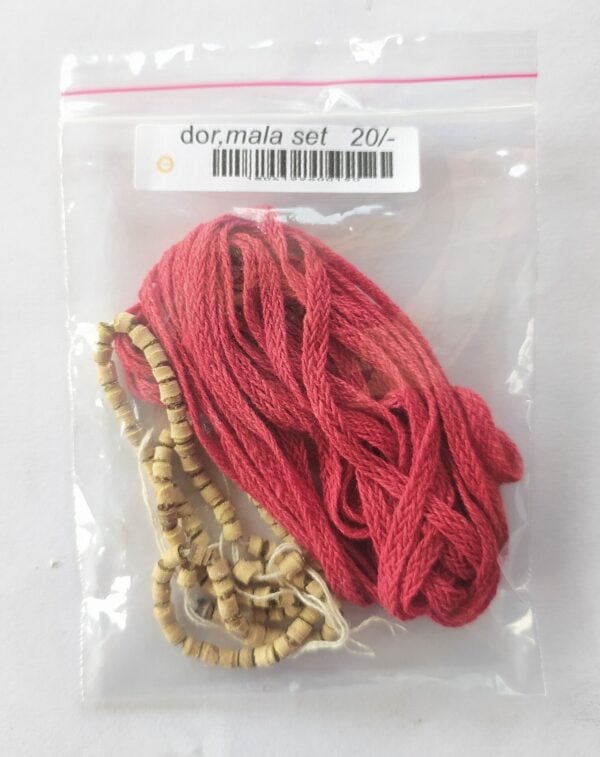 Dor, Mala Set Of 1 Piece- Red cotton Kalava Raksha Sutra -Wooden Mala