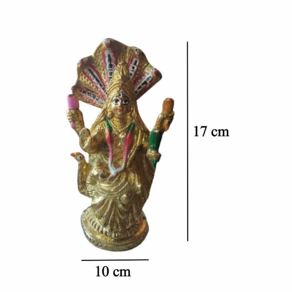 Maa Manasha - 7" Brass Bengali Maa Manasa Murti - Pure Pital Brass Maa Manasha Murti - Image 2