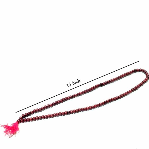 Red Sandalwood (Lal Chandan) Mala - 8 mm - 108 Beads - 15" Long Chain/Mala - Sandal Wood Chain - Image 2