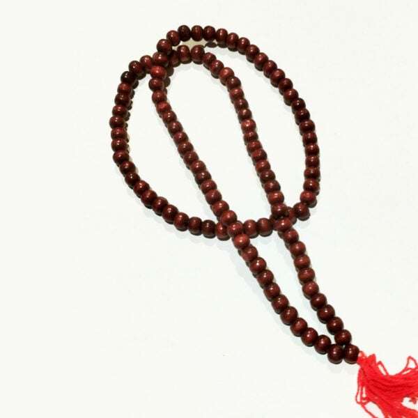 Red Sandalwood (Lal Chandan) Mala - 8 mm - 108 Beads - 15" Long Chain/Mala - Sandal Wood Chain