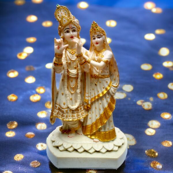 Radha krishna Bigraha - 14 inch approx- Radha Krishana Jodi - Pure Marble Finished - Marble Dust Sculpture - For Worship - Image 2