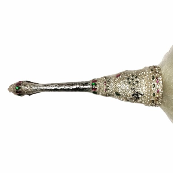 100% original Chamar - Chanvara - Chawar - Yak Tail Fly Whisk - With Fancy German Sliver Handle. 100 gm+ , 12" × 7" Tail (approx) - Image 2