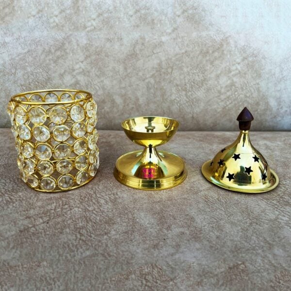 Crystal Diya Brass, Gift Item, Lighting Lamp, Diwali Diya, Deepam - Image 4