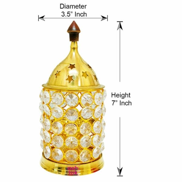 Crystal Diya Brass, Gift Item, Lighting Lamp, Diwali Diya, Deepam - Image 3