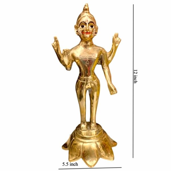 Pure Brass Bishnu Ji - Mayapuri Narayan Ji Murti - 11 × 5.5 inch size approx - Image 2