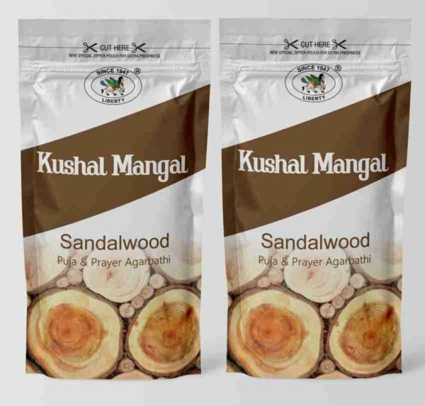 Kushal Mangal - SandalWood Puja & Prayer Agarbatti - Liberty - Pack of 6 Pouch- 120 gm Each