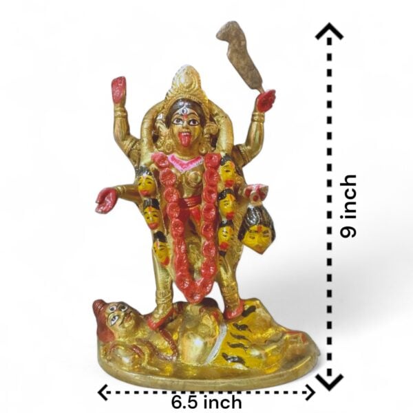 Pure Brass Maa Kali Murti - 9" × 6.5" Pure Brass Maa Kali Murti - Raksha Kali Mata Murti For House,Mandir e.t.c - Image 2