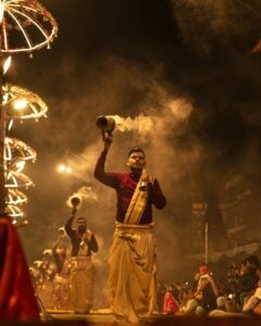 ganga aarti ceremony on street in india