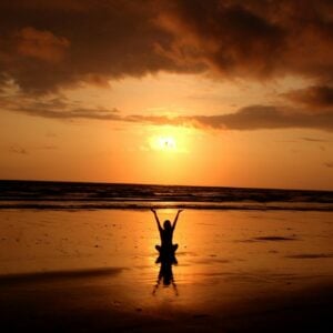 silhouette of person raising its hand