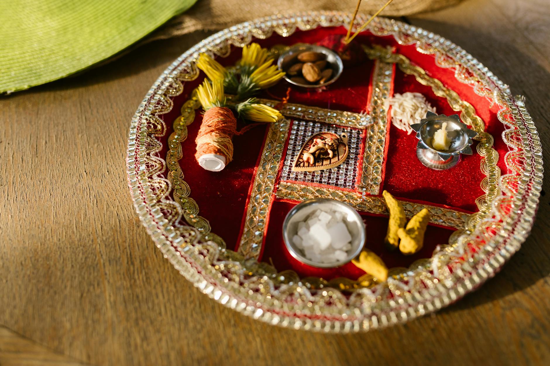 gifts on a puja plate