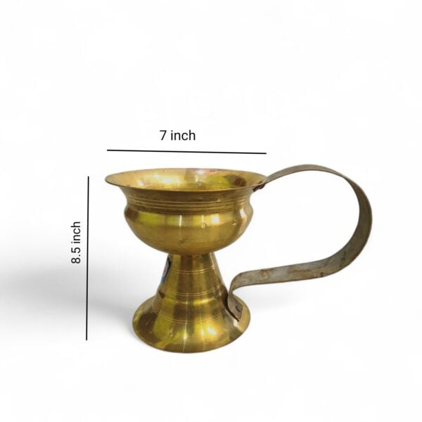 Brass Dhoop Dani - Pure Pittal Dhunuchi - Dhoopkal Gosa - Arati Deepak Brass Table Diya - 7 × 7.5 " / 10 NO / Big Size Dhoop Dani - Image 2