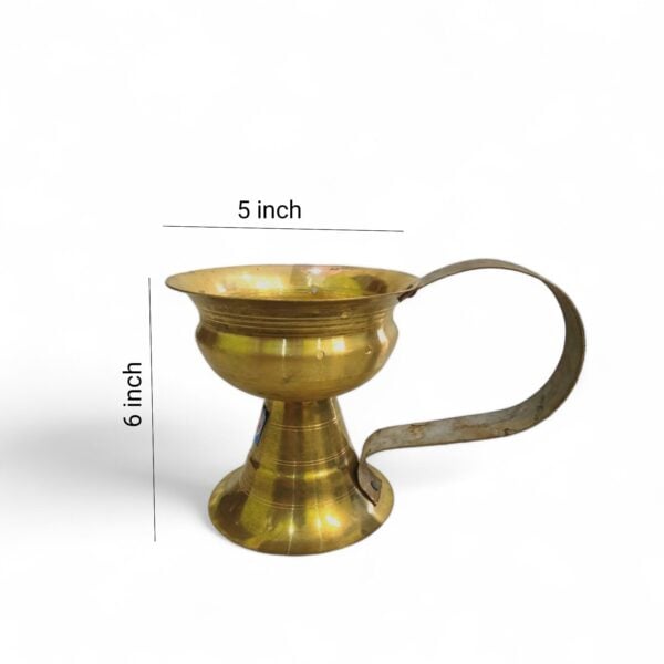 Brass Dhoop Dani - Pure Pittal Dhunuchi - Dhoopkal Gosa - Arati Deepak Brass Table Diya - 5 × 5.5 " / 4 NO / Small Size Dhoop Dani - Image 2