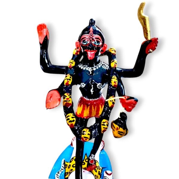 Pure Brass - Black Painted Dakshina Maa Kali Murti - 9.5" × 4.5" and 2.5 kg approx- Black Coloured Pure Brass Dakshina Maa Kali Murti - Dakhina Kali Mata Murti For House,Mandir e.t.c - Image 2