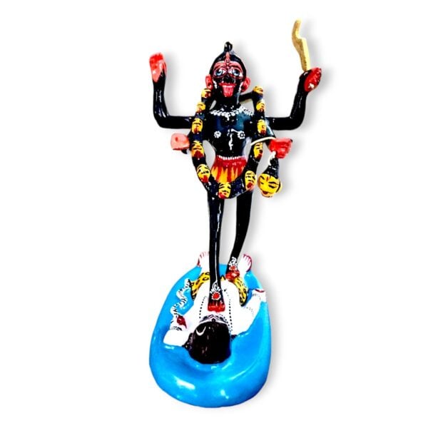 Pure Brass - Black Painted Dakshina Maa Kali Murti - 9.5" × 4.5" and 2.5 kg approx- Black Coloured Pure Brass Dakshina Maa Kali Murti - Dakhina Kali Mata Murti For House,Mandir e.t.c - Image 3